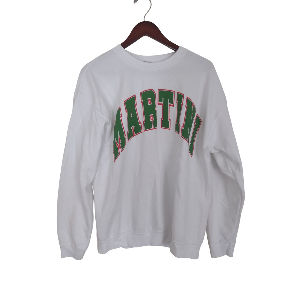 Project Social T Martini Graphic Sweatshirt White Green Red Oversized SM/MD